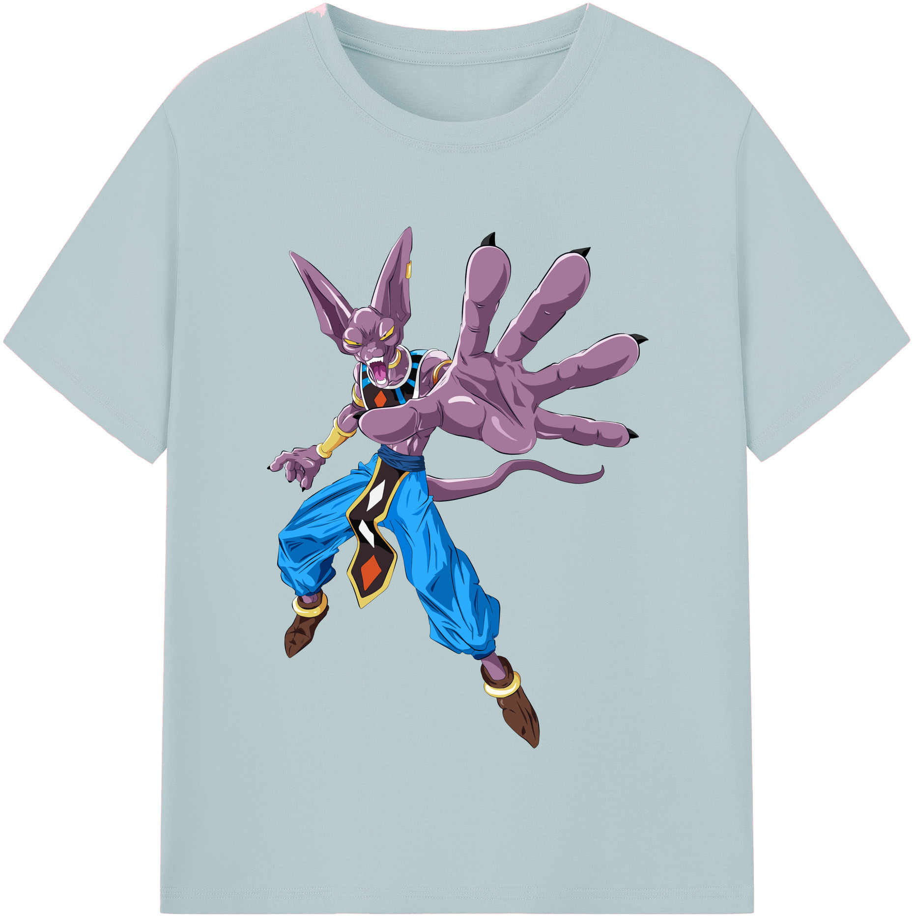 （画像用） ドラゴンボール ビルス 破壊神ビルス DRAGON BALL Beerus Birusu 綿100％半袖Tシャツ（フロントプリント）